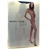 Music Legs Lycra Diamond Net Long Sleeved Top and Thong - Black