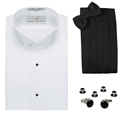 Slim Fit Tuxedo Shirt, Cummerbund, Bow Tie, Cufflinks & Studs