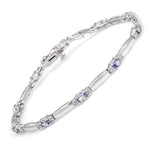 Solid 14k white gold, Diamond, Tanzanite bracelet by