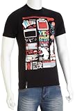 Two Angle Lapres Black Printed Mens T-Shirt