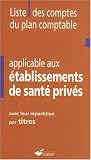 Liste des comptes du plan comptable applicable aux �tablissements de sant� priv� (mentionn�s aux b et c de l'article L.122-22-6 du code de la s�curit� sociale) avec leur r�partition par titres