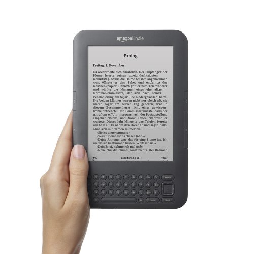 Kindle Keyboard 3G, eReader, gratis 3G + Wi-Fi, 15 cm (6 Zoll) E Ink Display, englisches Menü