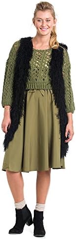 New black Modelina Women Sleeveless Vest Corian Long Hairy Boho - OS