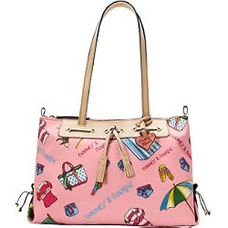 Dooney Bourke Large Miami Zip Top Tassel Bag Tote Pink
