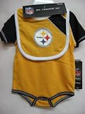 Pittsburgh Steelers NFL Newborn Bib Creeper - Onesie and Bootie Set