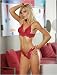 Scallop lace bra top/open thong RED MED