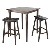 Winsome Kingsgate High/Pub Dining Table with Cushioned Saddle Stool, 3-Piece