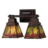 Meyda Tiffany 48188 2-Light Wall Sconce, Mahogany Bronze Finish with Stained