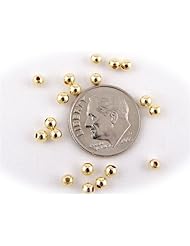 100 Gold Plated Sterling Silver 3mm Seamless Round Beads ITALY