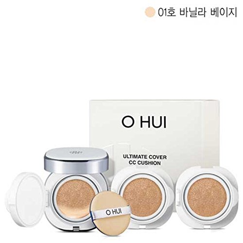 Korean Cosmetics_Ohui Ultimate Cover CC Cushion Foundation (spf 50+, pa+++)_15g x 3ea No.01 Vanila Beige 2015 New