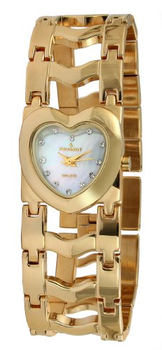 Peugeot Women's 7026G Gold-Tone Heart Case Bracelet Watch