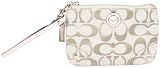 Coach Poppy Signature Metallic Small Wristlet Light Khaki Petal Pink