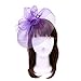 Elegant 2-Way Flower Veil Fascinator with Both Clip & Headband, Purple