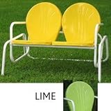 Retro Metal Double Glider - Lime (Lime) (34"H x 49"W x 32"D)