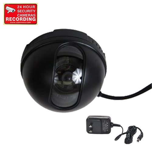 VideoSecu 1/3" CCD 420TVL CCTV Home Security Camera 3.6mm Wide View Angle Lens for CCTV DVR Surveillance System with Power Supply and Free Security Warnig Decal WA9