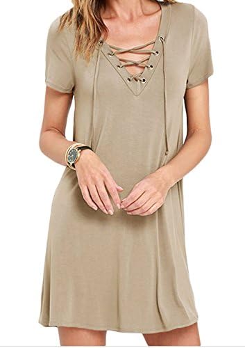 MYHL TOP Gray Casual Lace-up Swing Dress