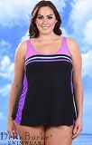 Delta Burke Contrast Pink Stripe Plus Size Swimdress Swimsuit - Women's Swimsuit Plus Size Swimsuit