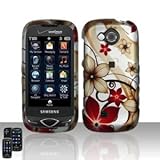 Red Flower Golden Swirl Rubberized Design Snap on Hard Cover Protector Face ....