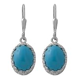 925 Sterling Silver Oval Turquoise Earrings