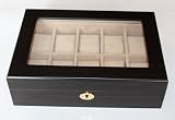 ELEGANT 10 WALNUT DARK EBONY WOOD WOODEN WATCH DISPLAY CASE STORAGE ORGANIZATION JEWELRY BOX