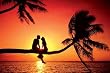 (24x36) Summer Love Couple on Palm Tree Sunset Art Print Poster