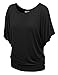 LL WT742 Women's Versatile Casual Short Sleeve Dolman Top – Loose Fit Boat Neck M Black