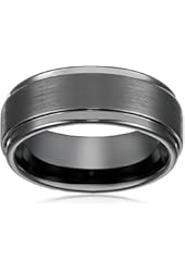 8mm Black High Polish Tungsten Carbide Men's Wedding Band Ring in Comfort Fit and Matte Finish Sizes 5 to 16