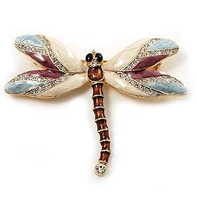 Exotic Enamel Dragonfly Brooch