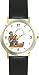 Old Fisherman or Man in Boat Fishing - WATCHBUDDY® DELUXE TWO-TONE THEME WATCH - Arabic Numbers - Black Leather Strap-Size-Large ( Men's Size or Jumbo Women's Size )