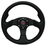 UNIVERSAL 320mm STEERING WHEEL BLACK LEATHER BLACK STITCHES