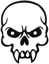 Large Mean Skull Embroidered Patch Skeleton Fangs Iron-On Emblem