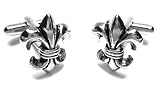 New 3D Fleur De Lis Scout Saints Silver Brass Cufflinks