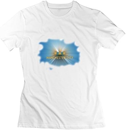 T4MLT Crew Neck Manchester City Football Club Man City MCFC LOGO T Shirts For Women White
