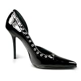 4 1/2 Inch Sexy Classic Black Pump Shoes With An Open Arch And V-Cut Patent Leather