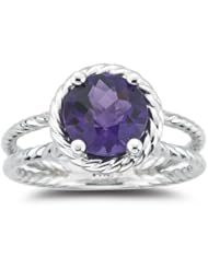 1.63 Cts Amethyst Solitaire Ring in 14K White Gold