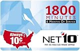 NET10 Refill Card - 1,800 Minute Airtime Card / 180 Days Access