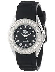 Trax Womens TR3925-BK Rox Black Rubber Black Dial Crystal Bezel Watch