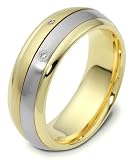 7mm spinning two-tone diamond wedding band ring (0.06cts diamonds 18K Gold)