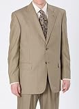 Kilburne & Finch Tan Sharkskin 2-Button Center-Vented Suit with Double Pleated Pant