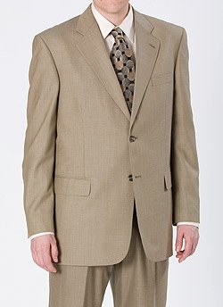 Kilburne & Finch Tan Sharkskin 2-Button Center-Vented Suit with Double Pleated Pant