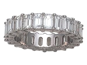 Karina B(tm) Emerald Cut Diamonds Eternity Band in Platinum 950 Size 5.5