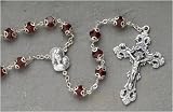 Ruby Crystal Beaded Rosary With 8MM Glass Beads 22 #3044