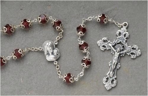 Ruby Crystal Beaded Rosary With 8MM Glass Beads 22 #3044