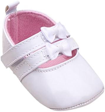 Weixinbuy Newborn Baby Girls PU Leather Bow Soft Toddler Crib Shoes White L