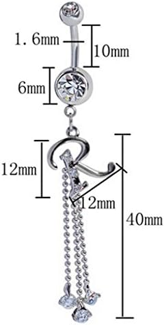HEBEW Letters R piercing jewelry zircon belly button ring Czech diamond(ED42)