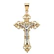 14K Two-Tone Gold Large Crucifix Pendant - 63.50x41.75mm