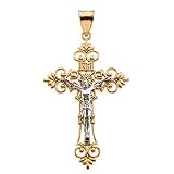 14K Two-Tone Gold Large Crucifix Pendant - 53.50x35.00mm