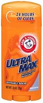 Arm & Hammer Ultra Max Advanced Anti-Perspirant & Deodorant, Invisible Solid, Unscented, Packaging May Vary, 2.6 oz (73.7 g) (Pack of 6)