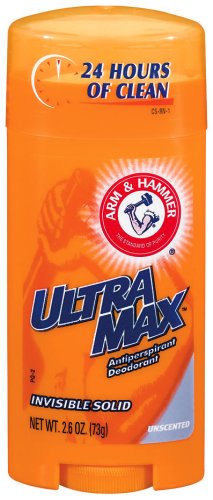 Arm & Hammer Ultra Max Advanced Anti-Perspirant & Deodorant, Invisible Solid, Unscented, Packaging May Vary, 2.6 oz (73.7 g) (Pack of 6)