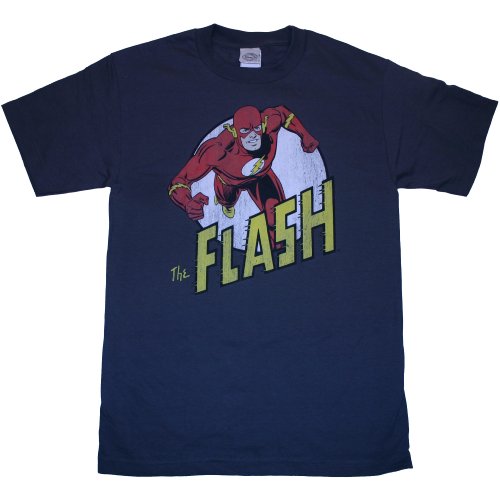  DC COMICS THE FLASH "RUN FLASH RUN" CHARCOAL ADULT TEE